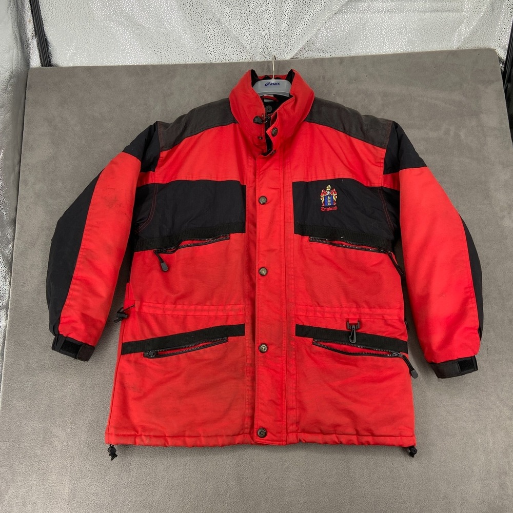 Turning Point Ski Jacket Mens Large Red Black England Crest Thermal Insulation